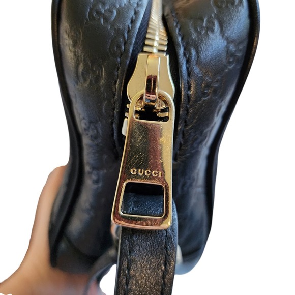 Gucci Black Micro GG Bee Bag Leather Crossbody 449413 520981 - Picture 5 of 14